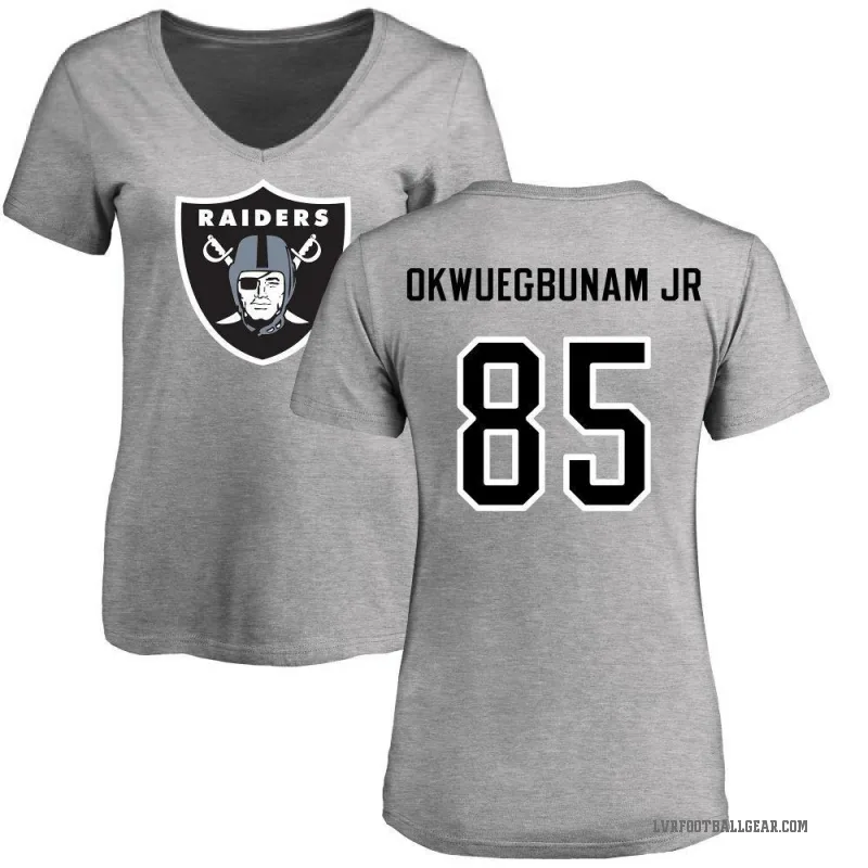 Albert Okwuegbunam Jr. Women's Ash Las Vegas Raiders Logo Slim Fit T-Shirt -