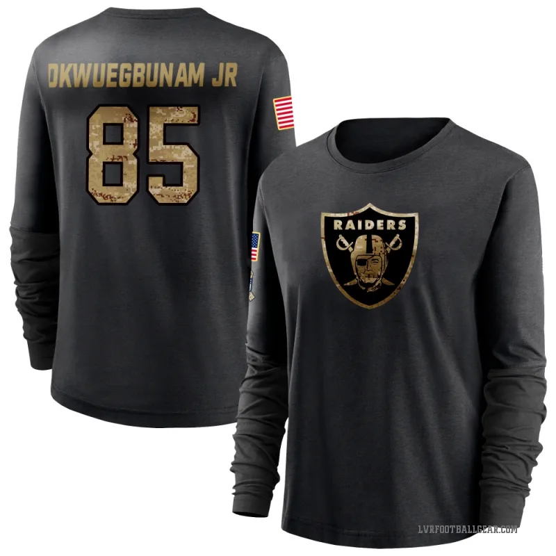 Albert Okwuegbunam Jr. Women's Black Las Vegas Raiders 2020 Salute To Service Sideline Performance Long Sleeve T-Shirt
