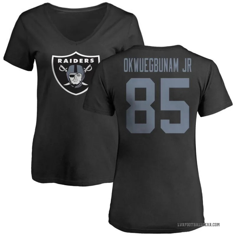 Albert Okwuegbunam Jr. Women's Black Las Vegas Raiders Logo Slim Fit T-Shirt -