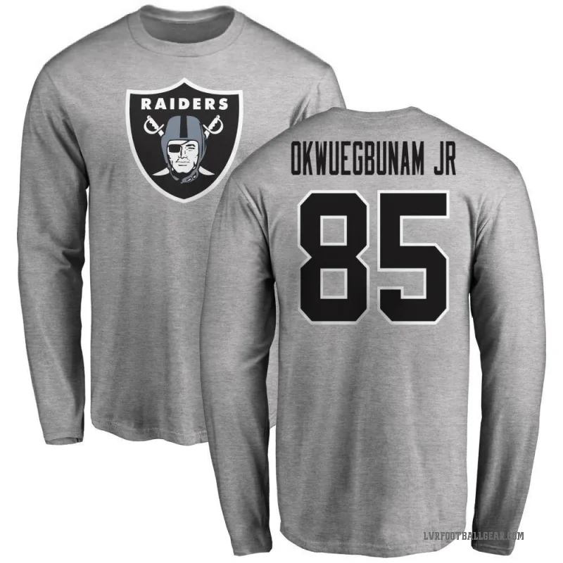 Albert Okwuegbunam Jr. Youth Ash Las Vegas Raiders Logo Long Sleeve T-Shirt -