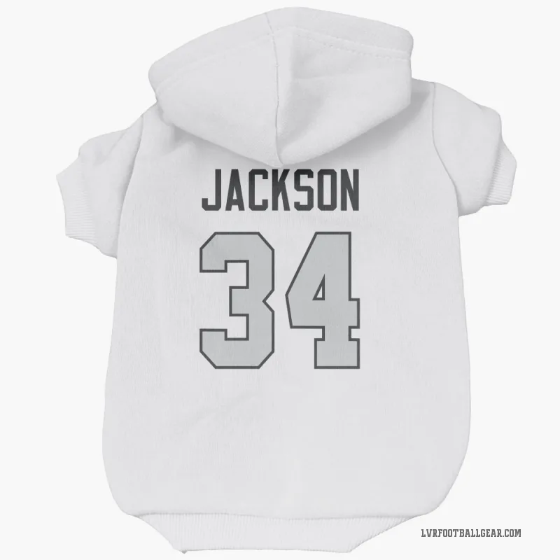Bo Jackson White Las Vegas Raiders Gray Cat & Dog Pet Hoodie