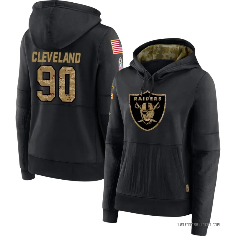 Brandon Cleveland Women's Black Las Vegas Raiders 2020 Salute to Service Sideline Performance Pullover Hoodie