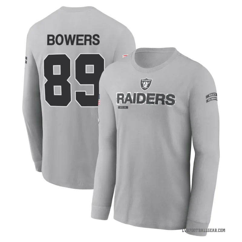 Brock Bowers Men's Gray Las Vegas Raiders 2024 Salute to Service Long Sleeve T-Shirt
