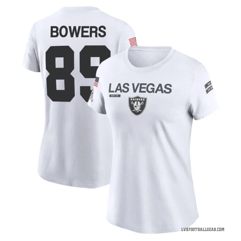 Brock Bowers Women's White Las Vegas Raiders 2024 Salute to Service Performance T-Shirt