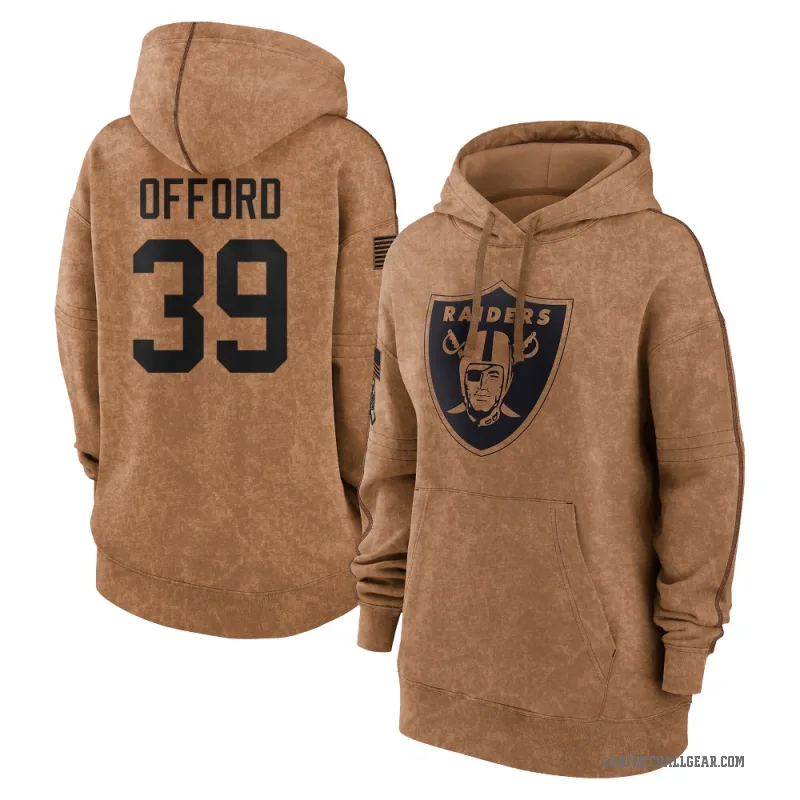 Caleb Offord Women's Brown Las Vegas Raiders 2023 Salute To Service Pullover Hoodie