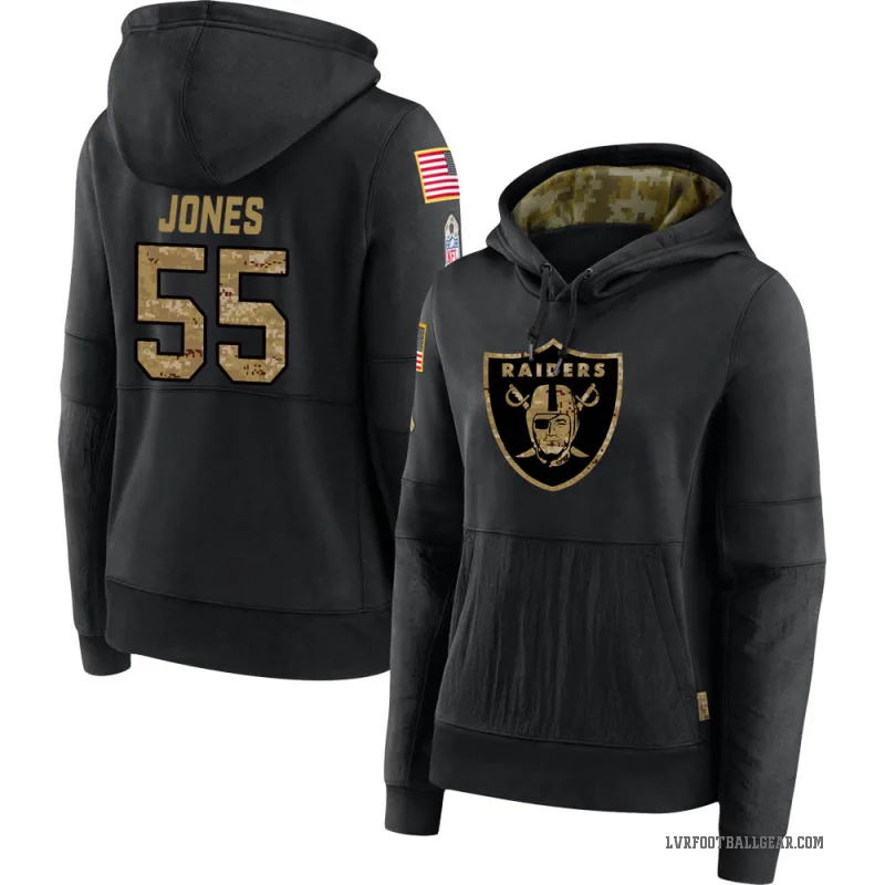 Chandler Jones Women's Black Las Vegas Raiders 2020 Salute to Service Sideline Performance Pullover Hoodie