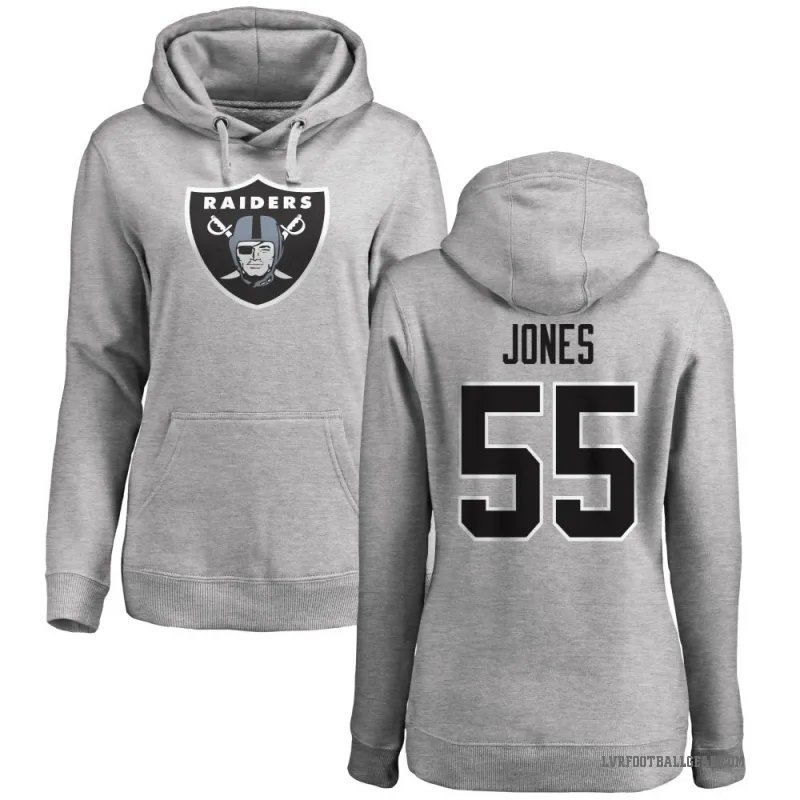 Chandler Jones Women's Las Vegas Raiders Pro Line Ash Logo Pullover Hoodie