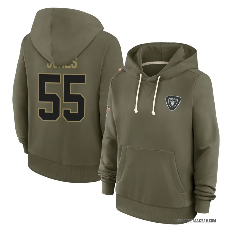 Chandler Jones Women's Olive Las Vegas Raiders 2025 Salute to Service Hoodie