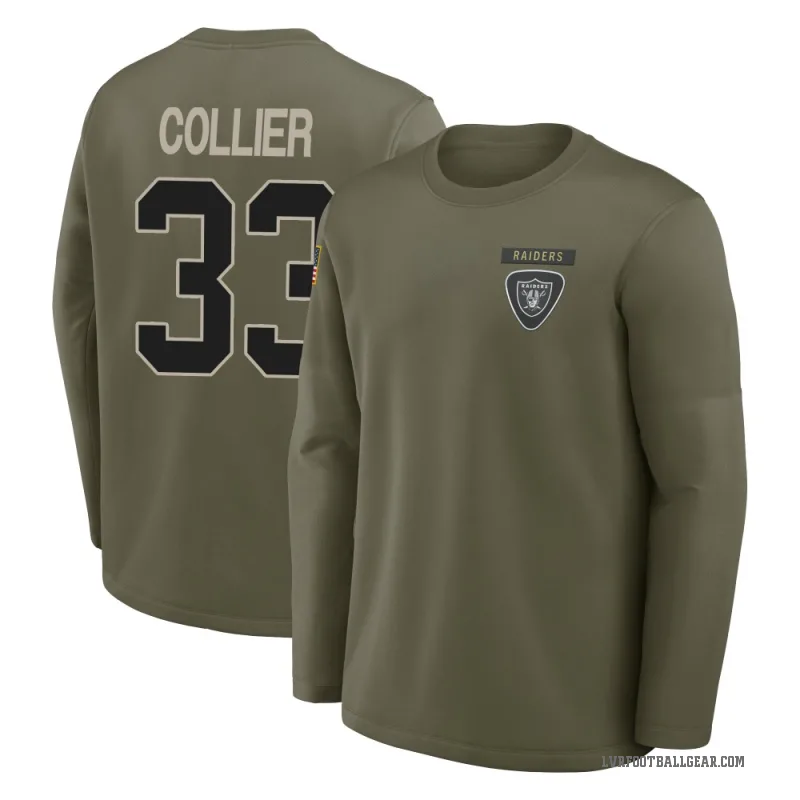 Chris Collier Men's Olive Las Vegas Raiders 2025 Salute to Service Sideline Coaches Long Sleeve T-Shirt