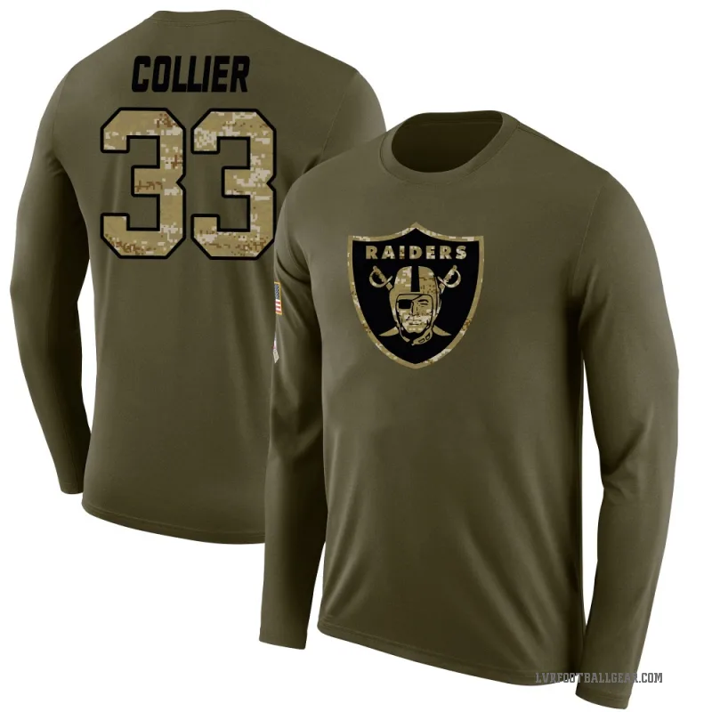 Chris Collier Men's Olive Las Vegas Raiders Salute to Service Sideline Long Sleeve T-Shirt