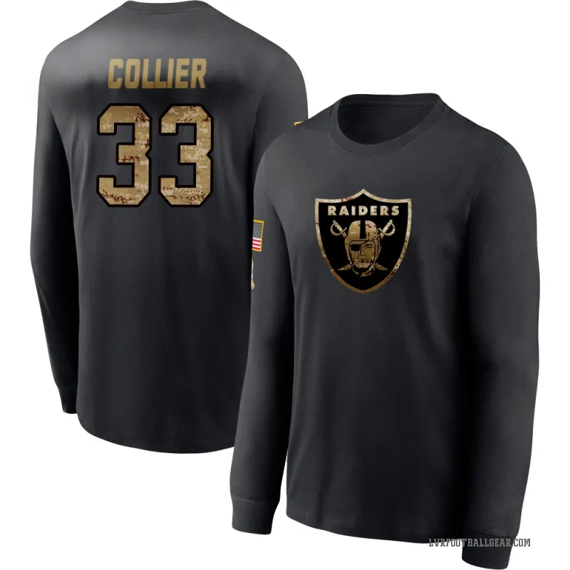 Chris Collier Youth Black Las Vegas Raiders 2020 Salute To Service Sideline Performance Long Sleeve T-Shirt