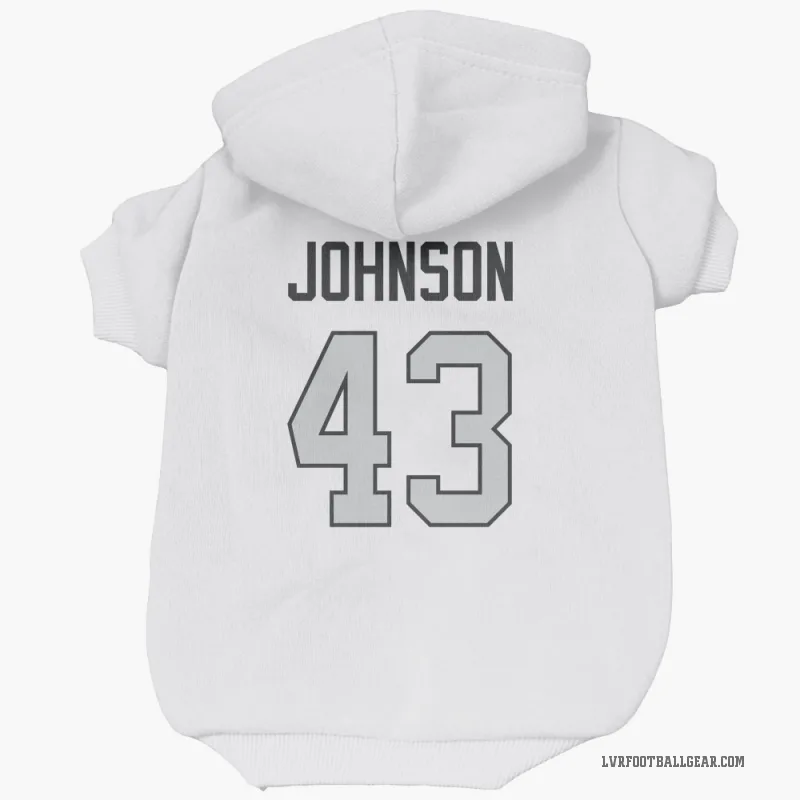 Dalton Johnson  White Las Vegas Raiders  Gray Cat & Dog Pet Hoodie