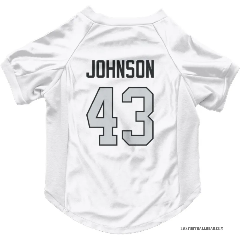 Dalton Johnson  White Las Vegas Raiders  Gray Cat & Dog Pet Jersey
