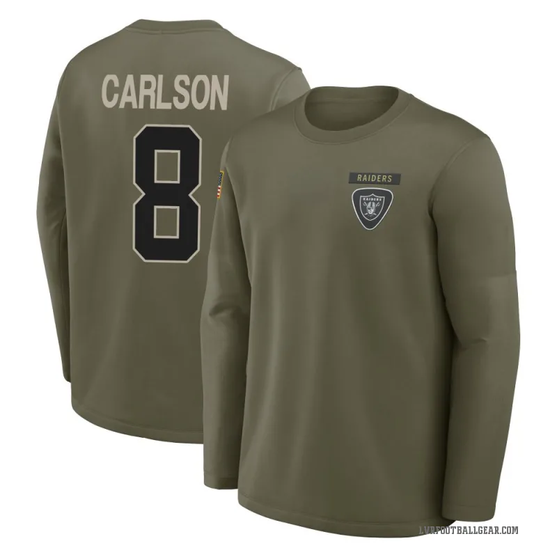 Daniel Carlson Youth Olive Las Vegas Raiders 2025 Salute to Service Sideline Coaches Long Sleeve T-Shirt