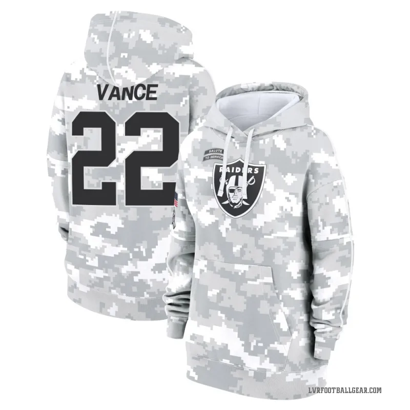 Greedy Vance Women's Camo Las Vegas Raiders Arctic 2024 Salute to Service Club Fleece Pullover Hoodie