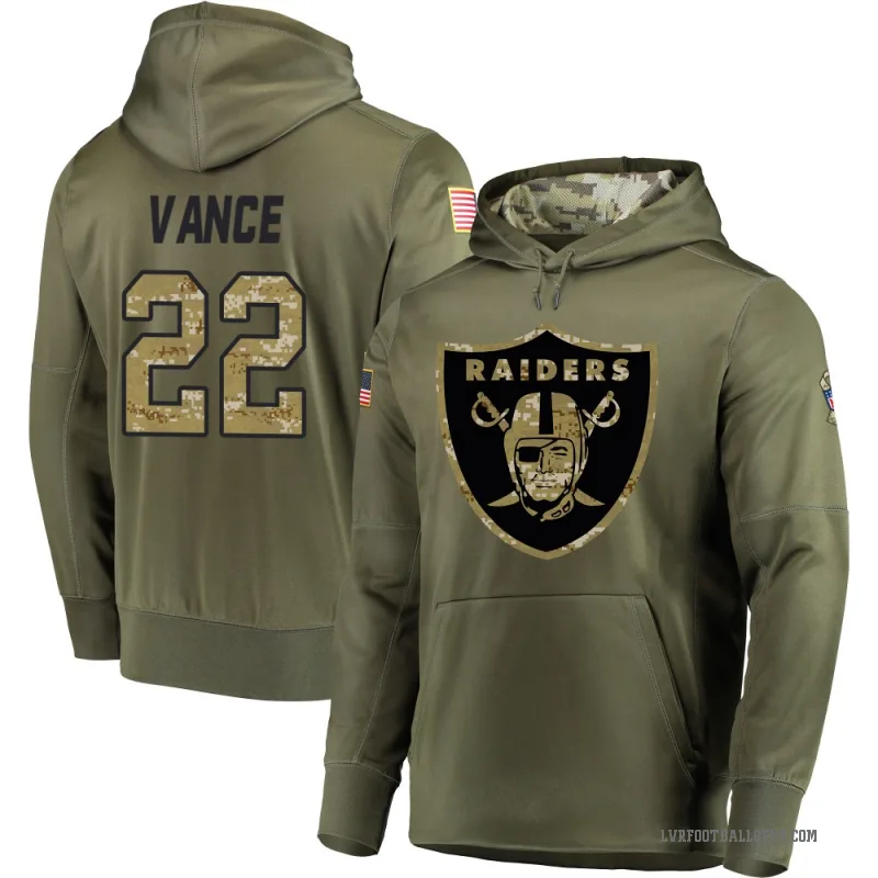 Greedy Vance Youth Olive Las Vegas Raiders Salute to Service Pullover Hoodie