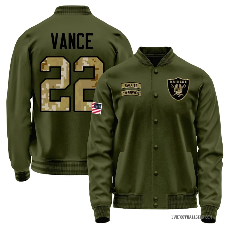 Greedy Vance Youth Olive Las Vegas Raiders Salute to Service Sideline Performance Jacket