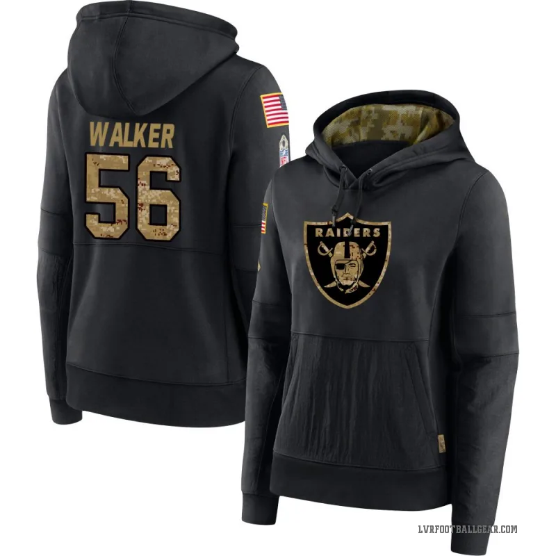 Jailin Walker Women's Black Las Vegas Raiders 2020 Salute to Service Sideline Performance Pullover Hoodie