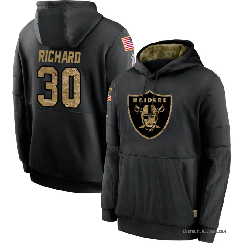 Jalen Richard Men's Black Las Vegas Raiders 2020 Salute to Service Sideline Performance Pullover Hoodie
