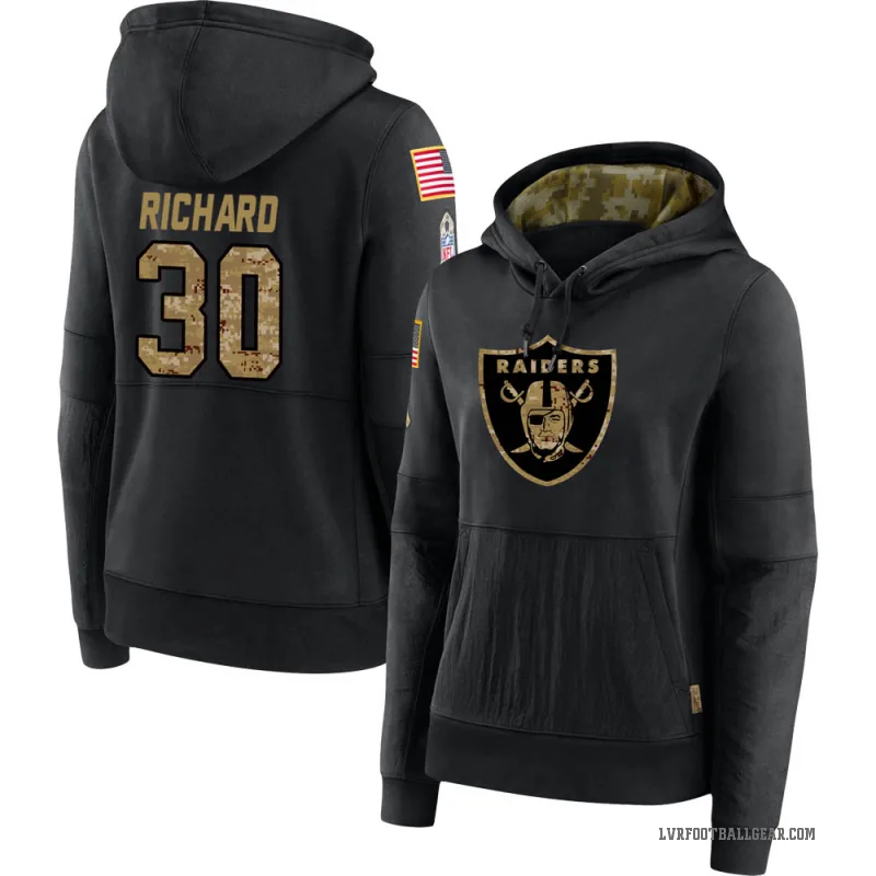Jalen Richard Women's Black Las Vegas Raiders 2020 Salute to Service Sideline Performance Pullover Hoodie