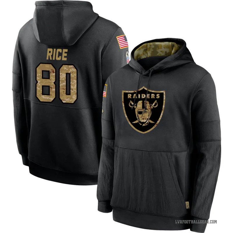 Jerry Rice Men's Black Las Vegas Raiders 2020 Salute to Service Sideline Performance Pullover Hoodie