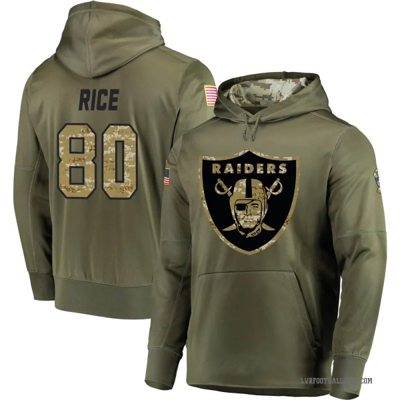 Jerry Rice Men's Olive Las Vegas Raiders Salute to Service Pullover Hoodie