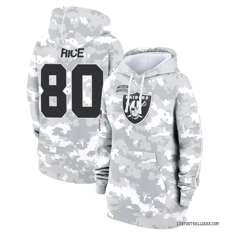 Jerry Rice Women's Camo Las Vegas Raiders Arctic 2024 Salute to Service Club Fleece Pullover Hoodie