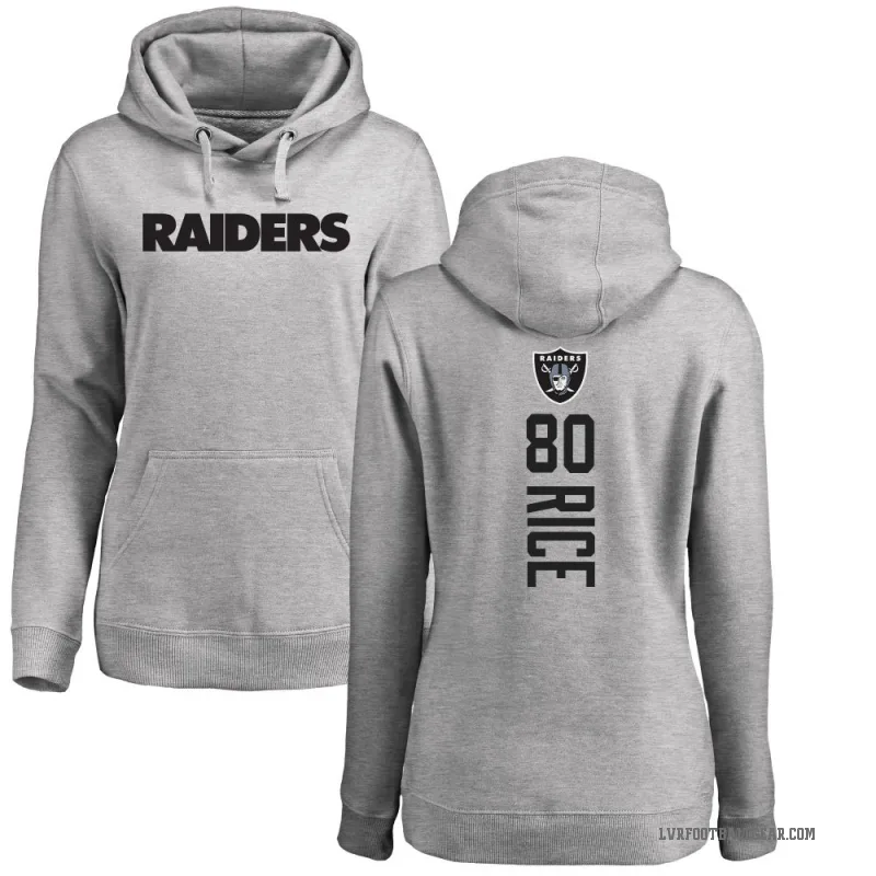 Jerry Rice Women's Las Vegas Raiders Pro Line Ash Backer Pullover Hoodie