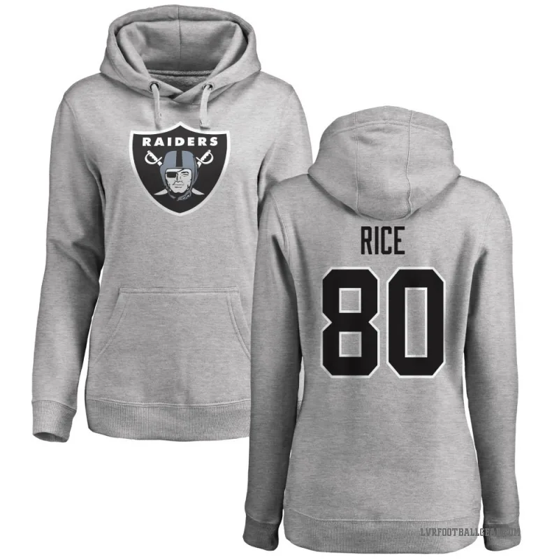 Jerry Rice Women's Las Vegas Raiders Pro Line Ash Logo Pullover Hoodie