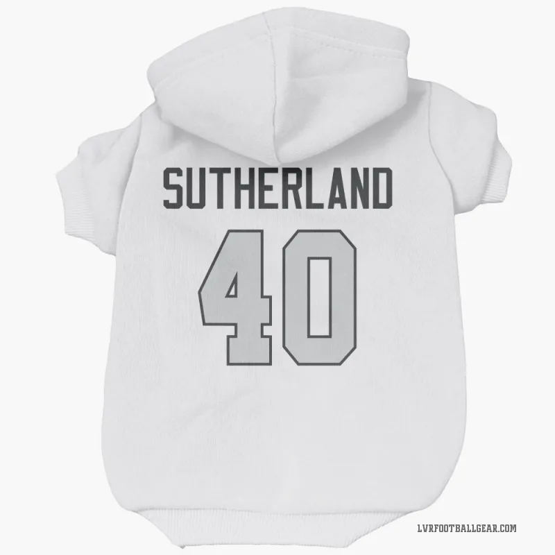 Jonathan Sutherland  White Las Vegas Raiders  Gray Cat & Dog Pet Hoodie
