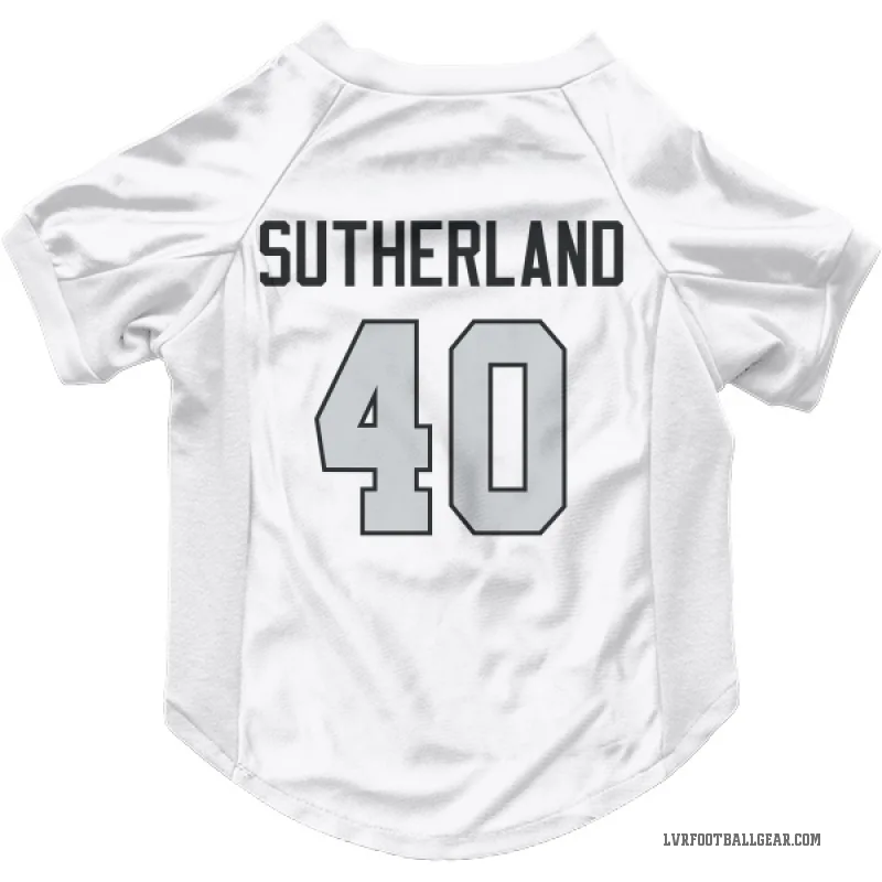 Jonathan Sutherland  White Las Vegas Raiders  Gray Cat & Dog Pet Jersey