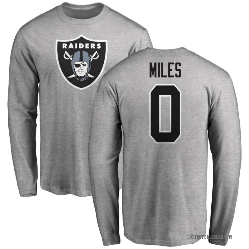 Joshua Miles Men's Ash Las Vegas Raiders Logo Long Sleeve T-Shirt -