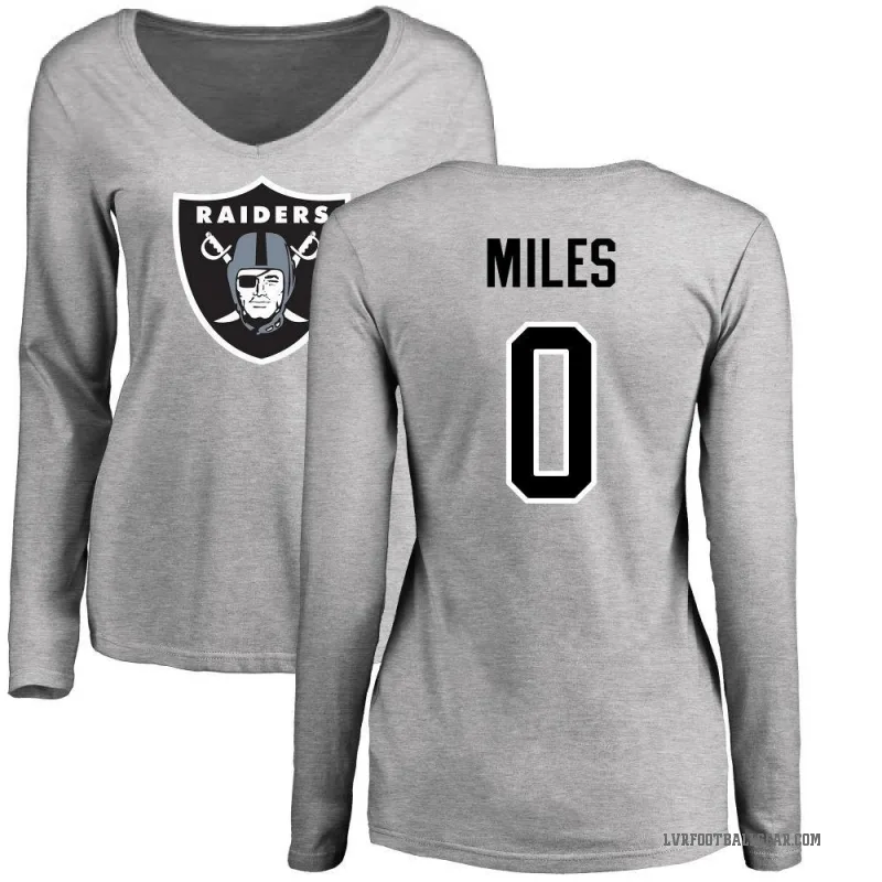 Joshua Miles Women's Ash Las Vegas Raiders Logo Slim Fit Long Sleeve T-Shirt -