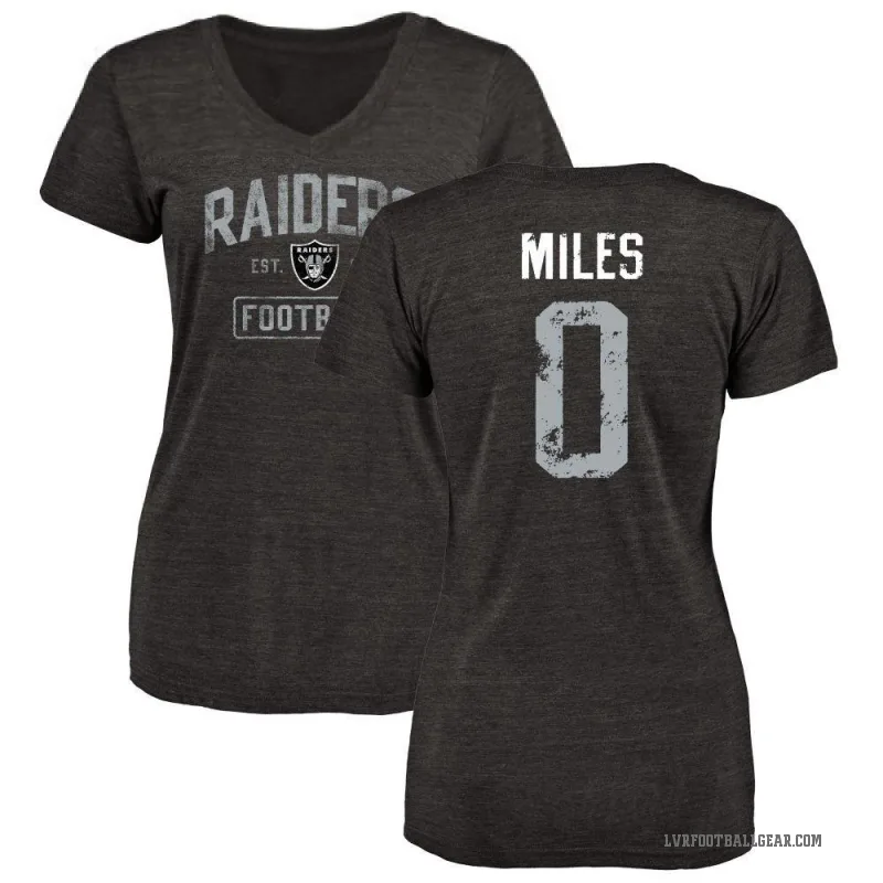 Joshua Miles Women's Black Las Vegas Raiders Distressed V-Neck T-Shirt