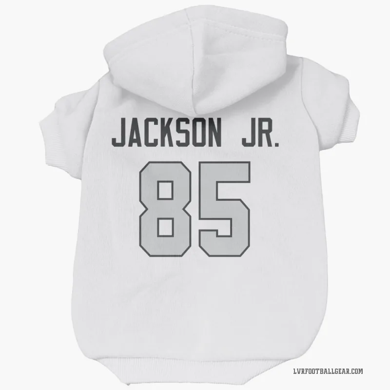 Ketron Jackson Jr.  White Las Vegas Raiders  Gray Cat & Dog Pet Hoodie