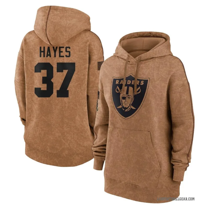 Lester Hayes Women's Brown Las Vegas Raiders 2023 Salute To Service Pullover Hoodie