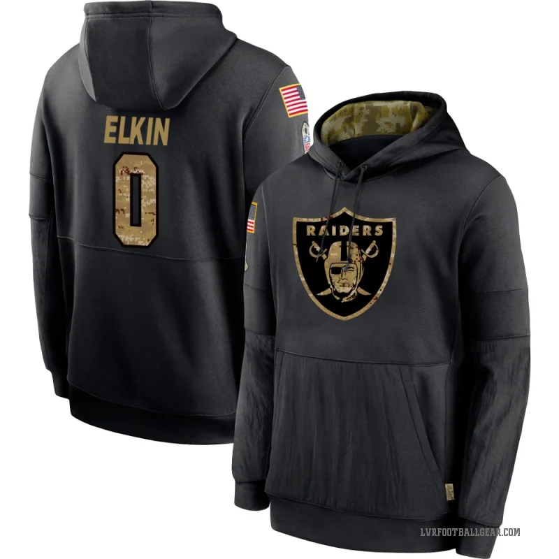Luke Elkin Youth Black Las Vegas Raiders 2020 Salute to Service Sideline Performance Pullover Hoodie