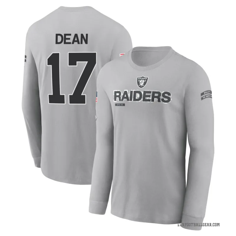 Nakobe Dean Men's Gray Las Vegas Raiders 2024 Salute to Service Long Sleeve T-Shirt