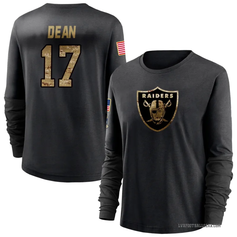 Nakobe Dean Women's Black Las Vegas Raiders 2020 Salute To Service Sideline Performance Long Sleeve T-Shirt