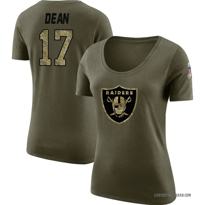 Nakobe Dean Women's Olive Las Vegas Raiders Salute to Service Scoop Neck T-Shirt