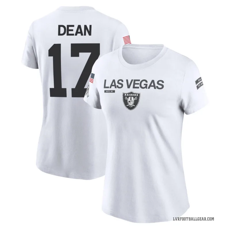 Nakobe Dean Women's White Las Vegas Raiders 2024 Salute to Service Performance T-Shirt