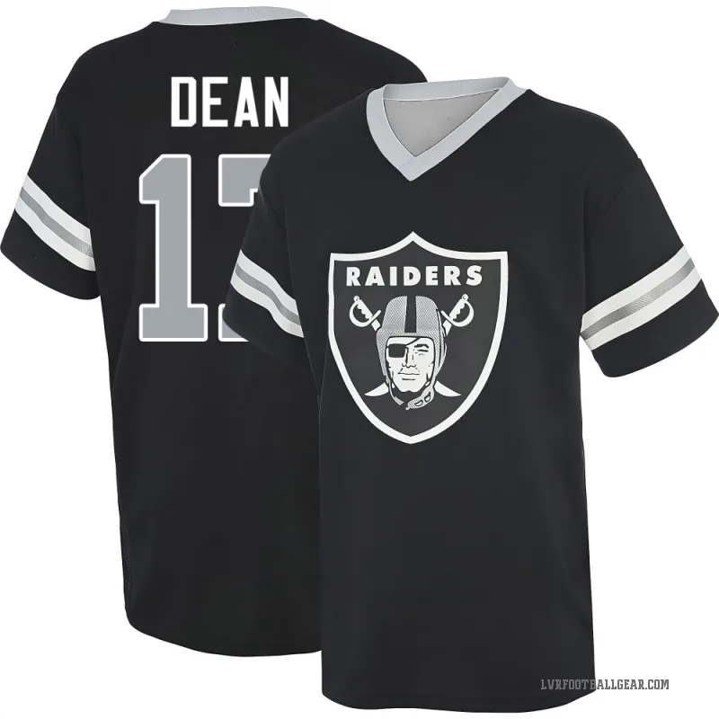Nakobe Dean Youth Black Las Vegas Raiders Game Day V-Neck T-Shirt