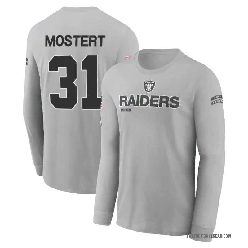 Raheem Mostert Men's Gray Las Vegas Raiders 2024 Salute to Service Long Sleeve T-Shirt