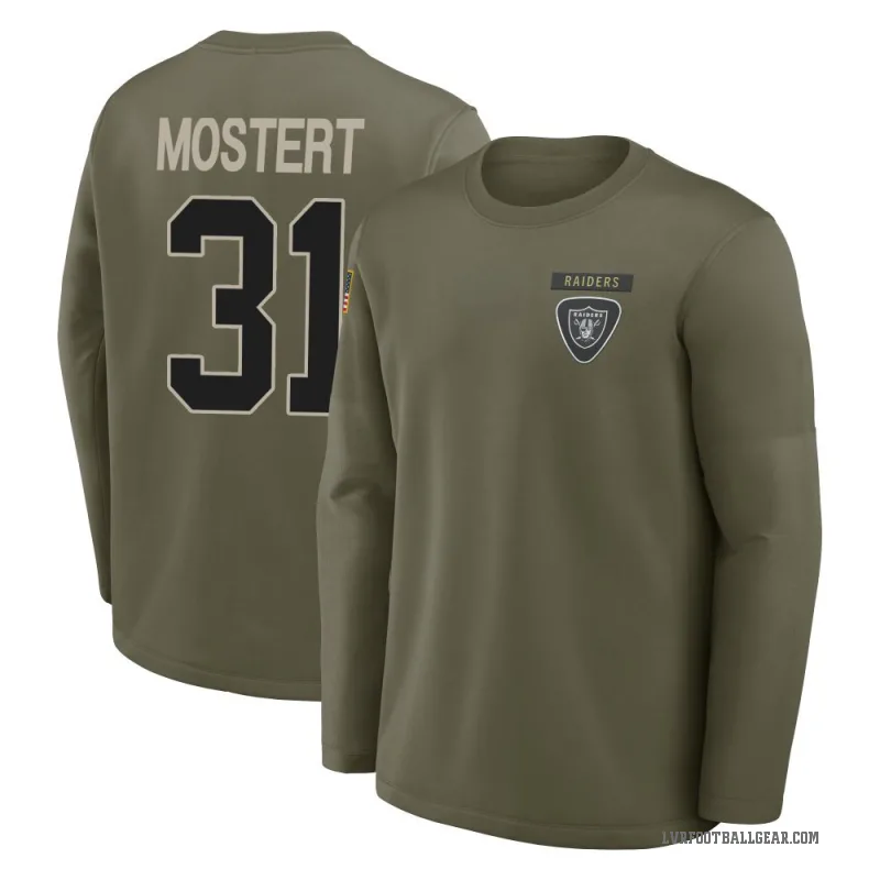 Raheem Mostert Men's Olive Las Vegas Raiders 2025 Salute to Service Sideline Coaches Long Sleeve T-Shirt
