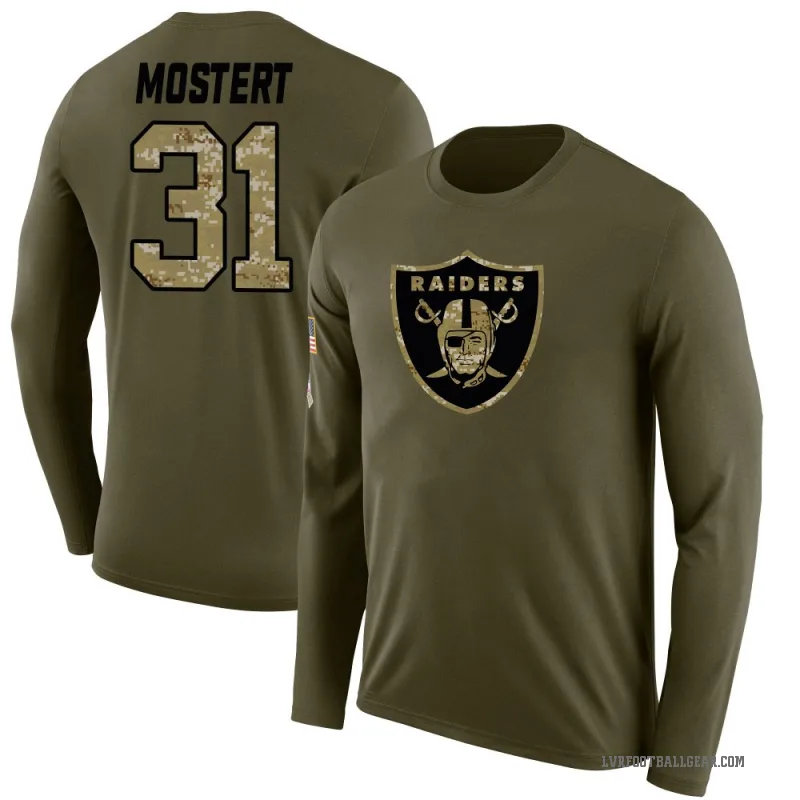 Raheem Mostert Men's Olive Las Vegas Raiders Salute to Service Sideline Long Sleeve T-Shirt