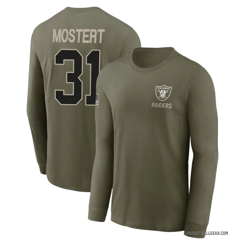 Raheem Mostert Youth Olive Las Vegas Raiders 2025 Salute to Service Sideline Long Sleeve T-Shirt