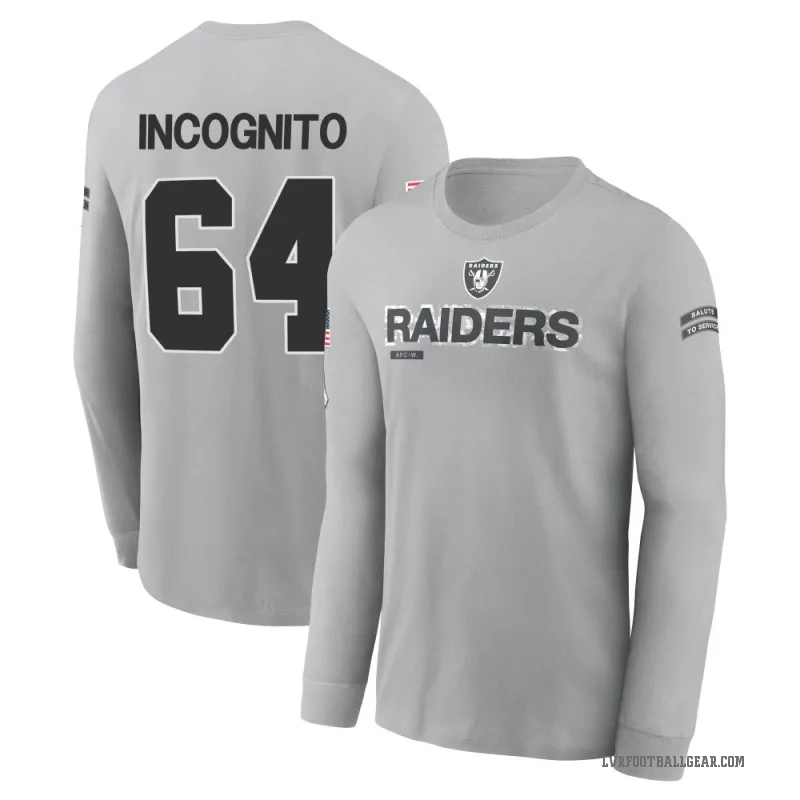 Richie Incognito Youth Gray Las Vegas Raiders 2024 Salute to Service Long Sleeve T-Shirt