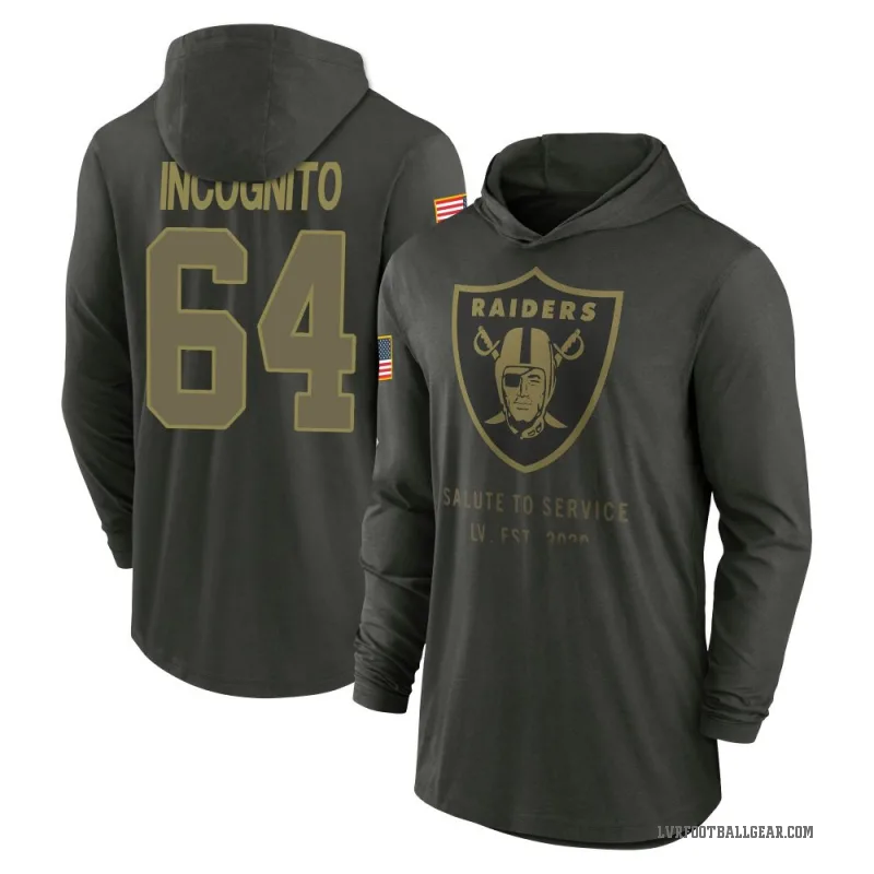 Richie Incognito Youth Green Las Vegas Raiders Forest/ 2025 Salute to Service Sideline Lightweight Hooded Pullover Long Sleeve T