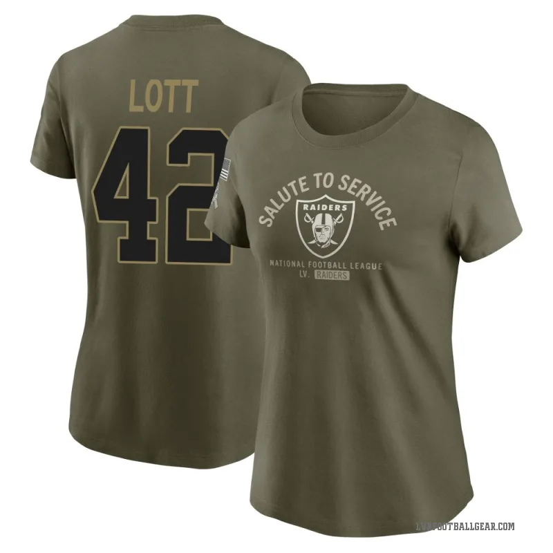 Ronnie Lott Women's Olive Las Vegas Raiders 2025 Salute to Service Sideline T-Shirt
