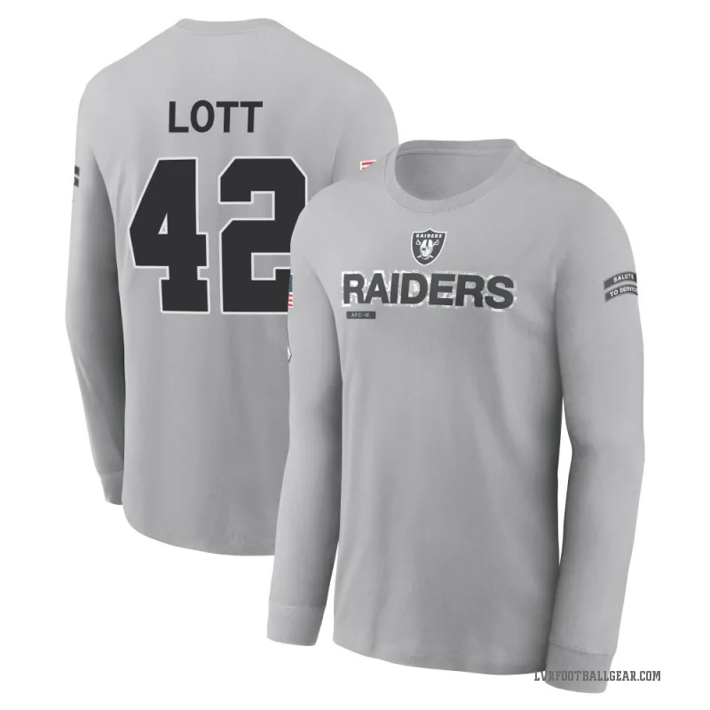 Ronnie Lott Youth Gray Las Vegas Raiders 2024 Salute to Service Long Sleeve T-Shirt